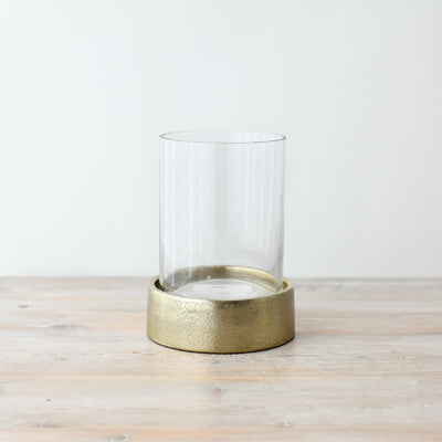 Med Glass Candle Holder Aluminium Bottom