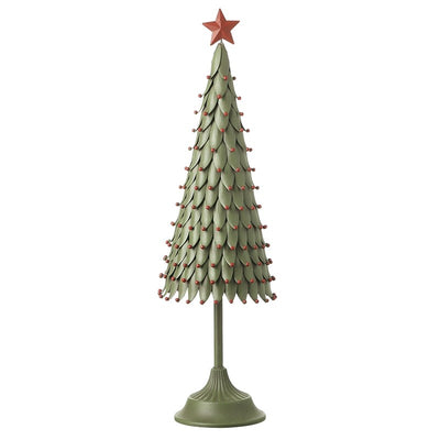 Green Metal Tree With Red Star & Balls
