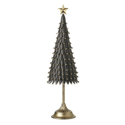 Large Black Leaf Tree With Gold Star & Balls