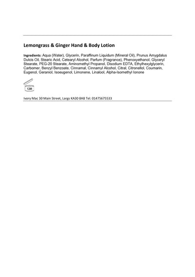 Lemongrass and Ginger Hand Lotion