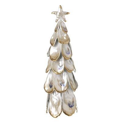 Medium White Metal Shell Tree Ornament