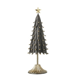 Small Black Leaf Tree With Gold Star & Balls