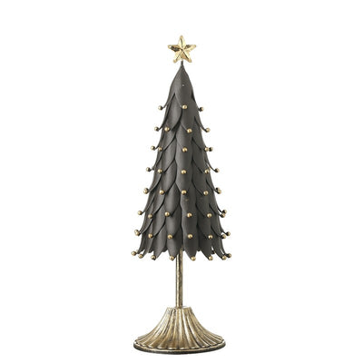 Small Black Leaf Tree With Gold Star & Balls