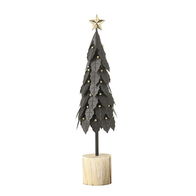 Medium Black Holly Leaf Tree with Gold Balls & Star