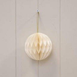 Set Of 3 Off White Round Paper Baubles