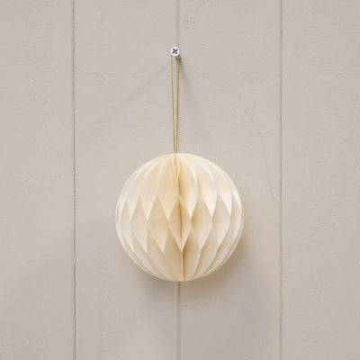 Set Of 3 Off White Round Paper Baubles