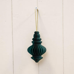 Set Of 3 Dark Green Chandelier Paper Baubles