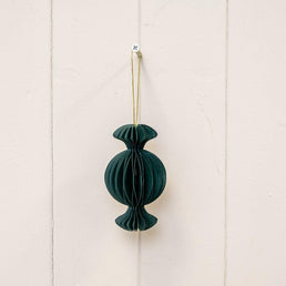Set Of 3 Dark Green Candy Paper Baubles