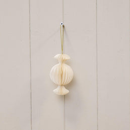 Set Of 3 Off White Candy Paper Baubles