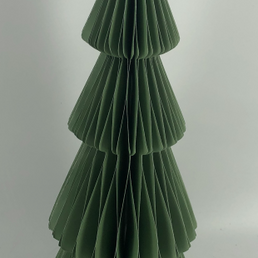 Set Of 3 Green Paper Standing Tree H20/25/30cm
