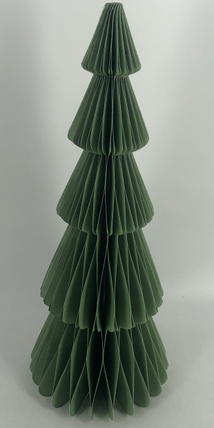 Set Of 3 Green Paper Standing Tree H20/25/30cm