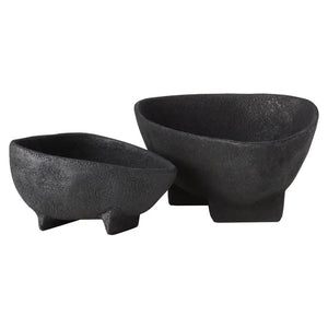 Deriva Set Of 2 Textured Black Bowls