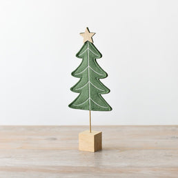 Green Felt Christmas Tree On Base, 29cm