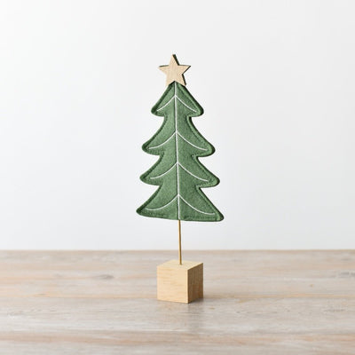 Green Felt Christmas Tree On Base, 29cm