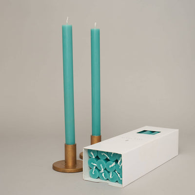 Turquoise Coloured Taper Candles - set of 2