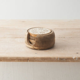 11cm Snowflakes Wooden Coaster Set