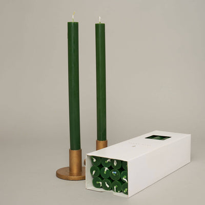 Holly Leaf Coloured Taper Candles - set of 2