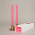 Fluoro Pink Coloured Taper Candles - set of 2