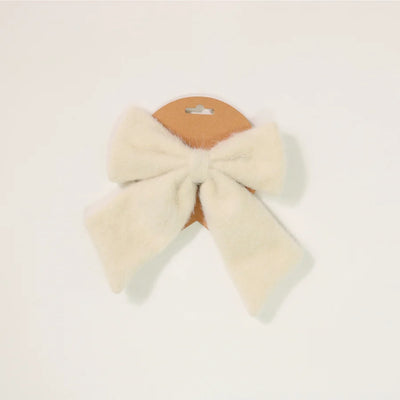 Festive Fleece Bow Small Cream