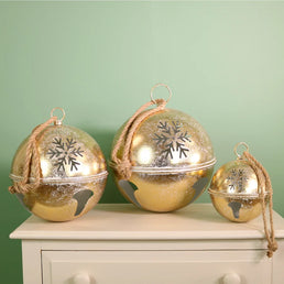 Festive Hanging Bauble Bell (set of 3) Gold