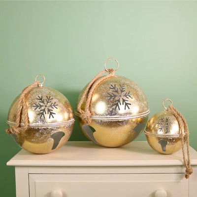 Festive Hanging Bauble Bell (set of 3) Gold