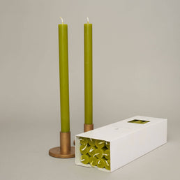 Leaf Green Coloured Taper Candles - set of 2