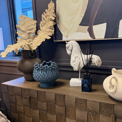 Wide Blue Coral Vase