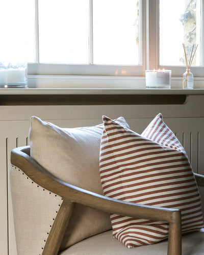 Jasper Square Cushion | Rust/Ecru Stripe