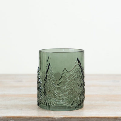 13.5cm Green Glass Christmas Tree Candle Holder