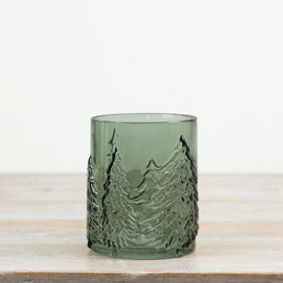 16.5cm Green Glass Christmas Tree Candle Holder