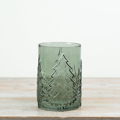 22cm Green Glass Christmas Tree Candle Holder