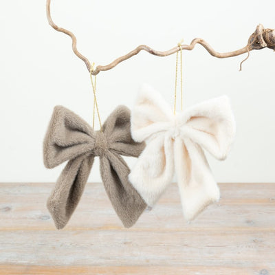 Faux Fur Bow Hanging Decorations 20cm