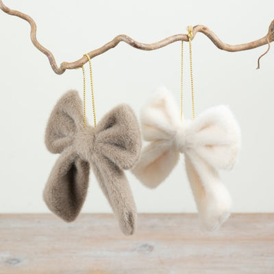 15cm Faux Fur Bow Hanging Decoration