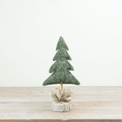 29cm Felt Christmas Tree Decoration on Wooden Base