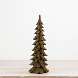35.5cm Resin Flocked Wood Effect Tree Decoration