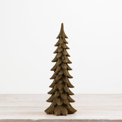 35.5cm Resin Flocked Wood Effect Tree Decoration