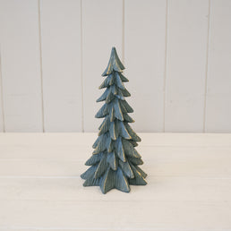 Resin Christmas Tree Dark Sage With Gold Edging Medium