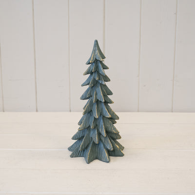 Resin Christmas Tree Dark Sage With Gold Edging Medium