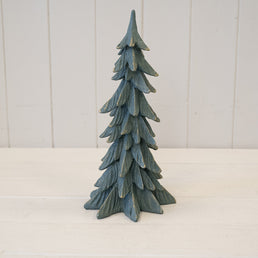 Resin Christmas Tree Dark Sage With Gold Edging Tall