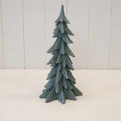 Resin Christmas Tree Dark Sage With Gold Edging Tall