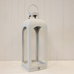 Large Off White Metal Open Faced Lantern