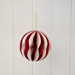 Red And White Candle Stripe Paper Bauble