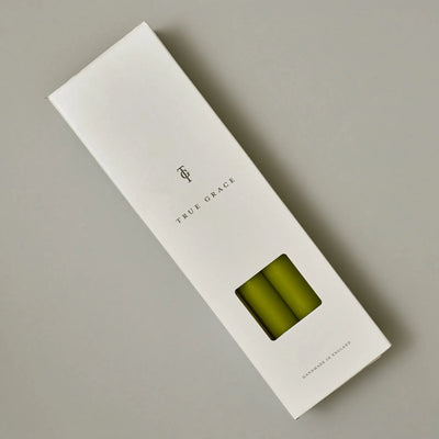Leaf Green Coloured Taper Candles - set of 2