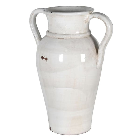 Cream Distressed Tall Urn Vase