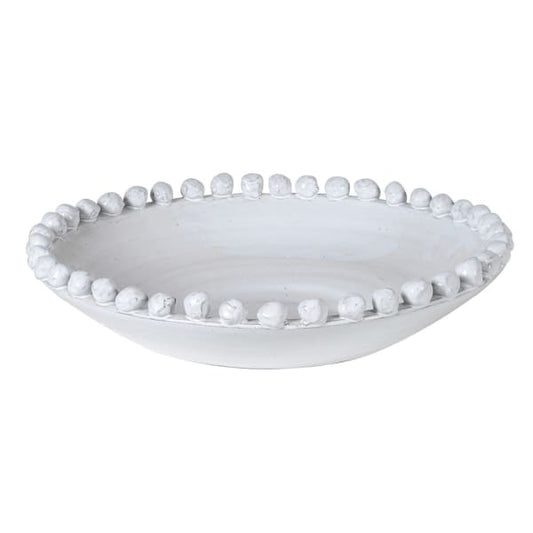 Large White Bobble Edged Bowl