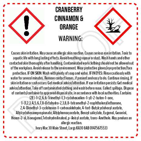 Cranberry, Cinnamon & Orange 30ml Fragrance Oil