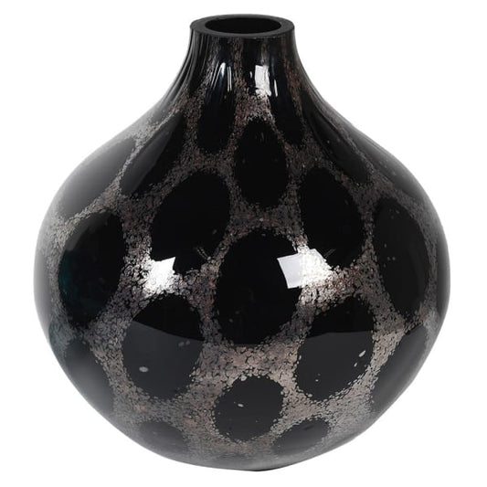 Small Hand Blown Black Bubble Vase