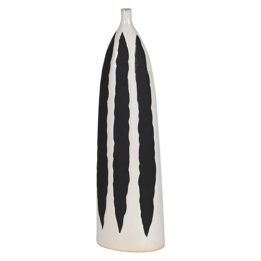 Black and White Striped Bud Vase