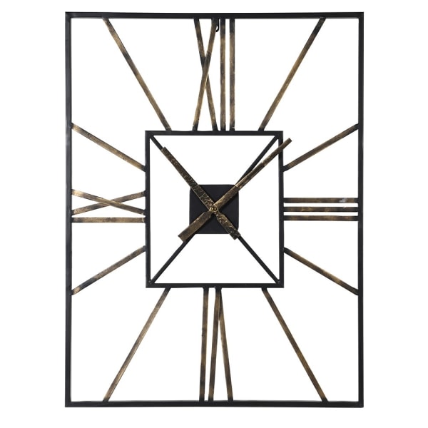 Rectangle Gold Roman Numerals Wall Clock