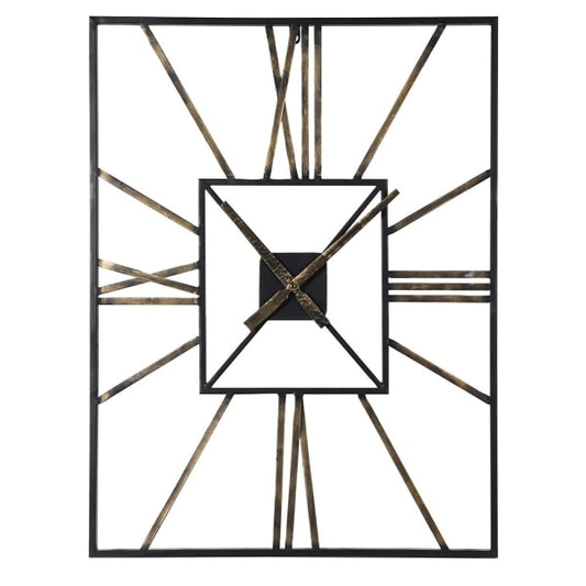 Rectangle Gold Roman Numerals Wall Clock